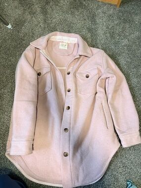H&M Pale Pink Textured Shirt Jacket